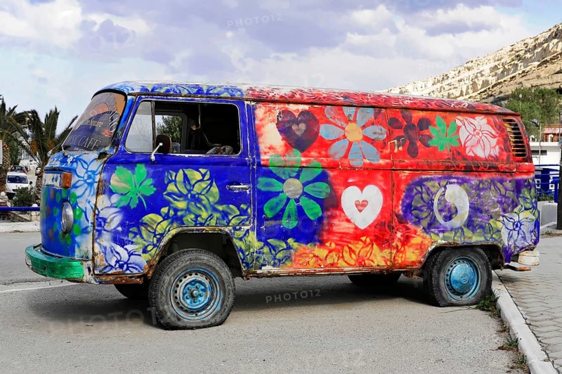 Old painted VW camper van