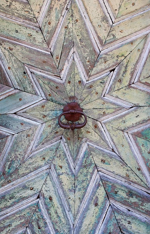 Old weathered wooden door