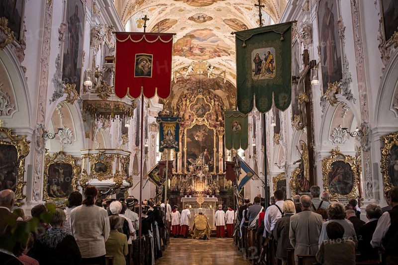 Holy mass on the day of the Corpus Christi procession in Martinsmunster Church