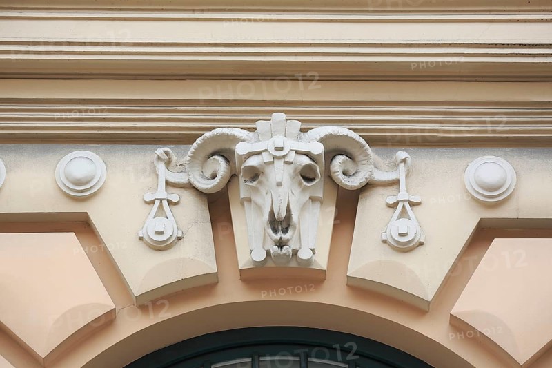 Sculpture of a ram's skull