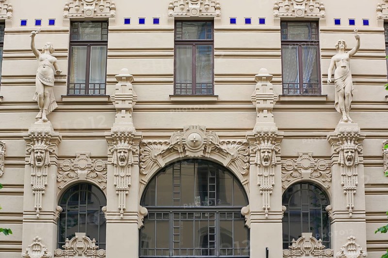 Art Nouveau facade of the house Alberta iela 2a or Albert Street 2a