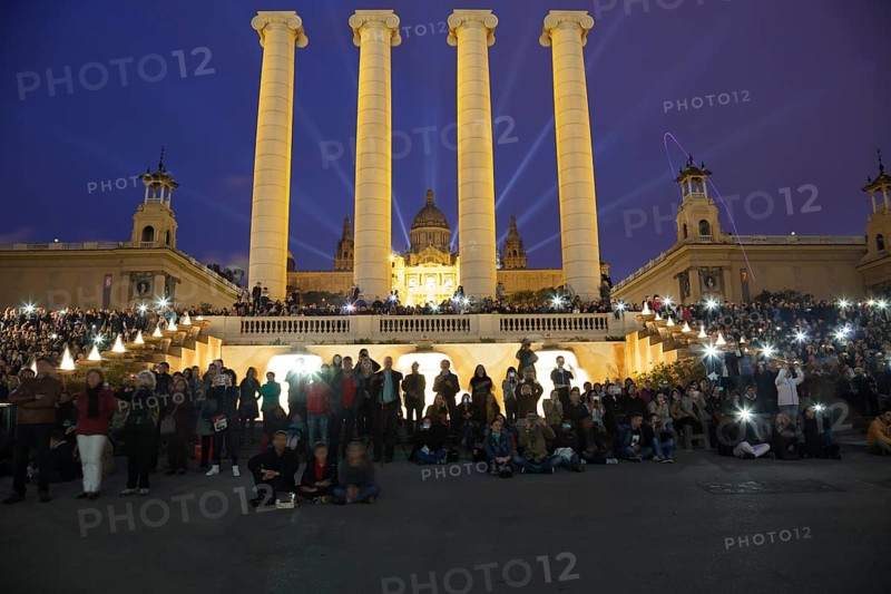 People in front of the National Art Museum of Catalonia