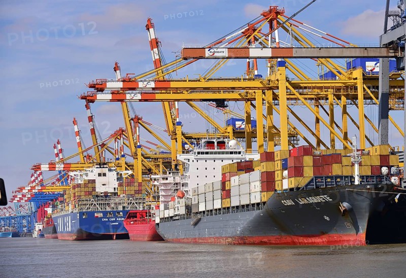Container ships and gantry cranes