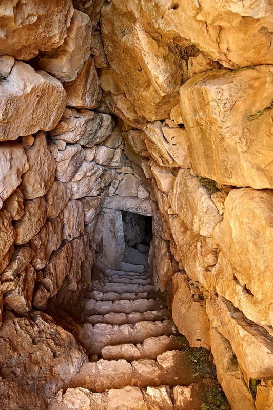 Entrance to Mycenae water cisterns for underground water storage