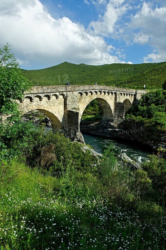 Old Genoese bridge on the river Tavignone in Altiani