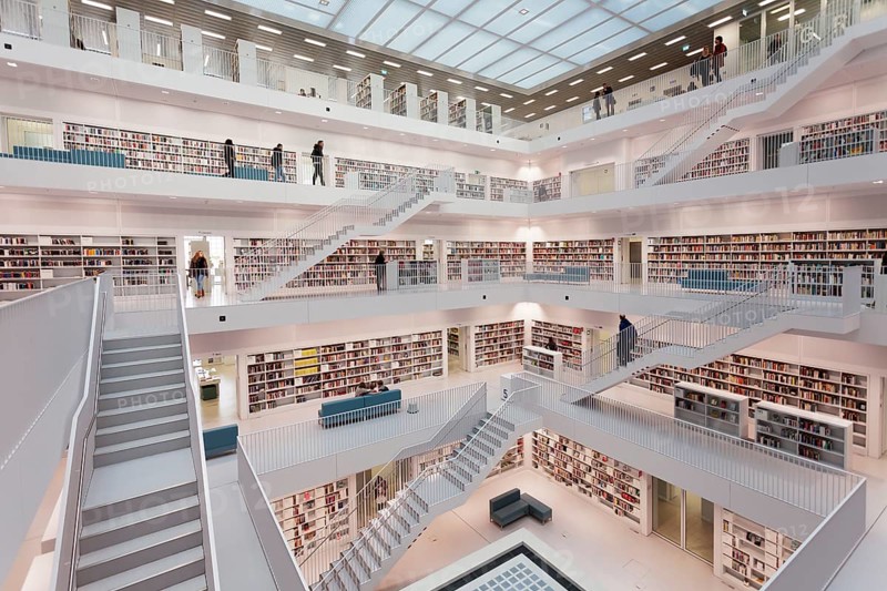 Gallery hall of the new public library at Mailander Platz square