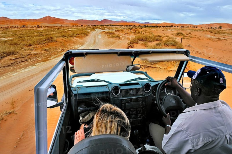 In Safari car on the dunes of the Sossusvlei