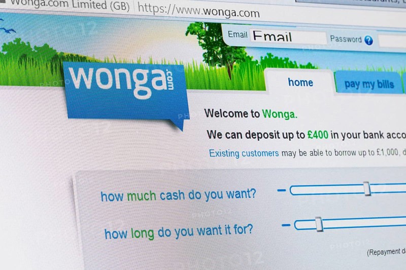 Screenshot of the Wonga homepage