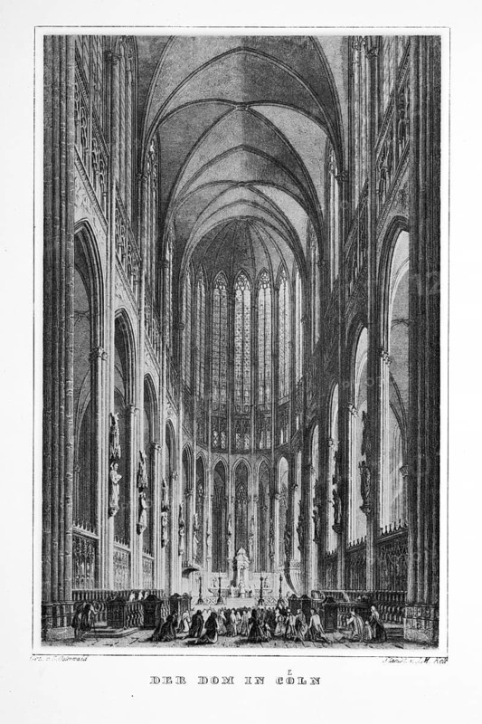 Historic engraving depicting Cologne Cathedral