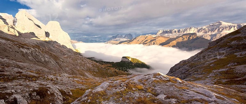 Fog near Marmolada Mountain