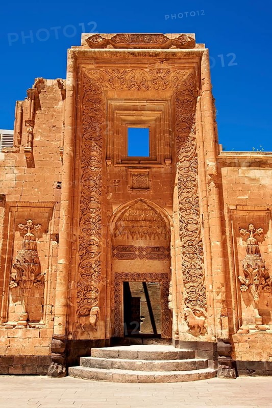 Entrance to the 18th century Ottoman architecture of the Ishak Pasha Palace