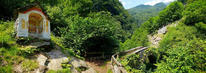 Little chapel in rustic mountain peasant village of Corippo
