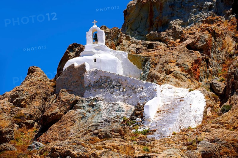 Hill-top Orthodox cave church above Naxos Thira