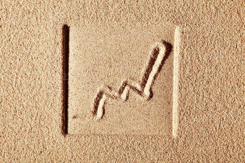 Box with an increasing stock market graph