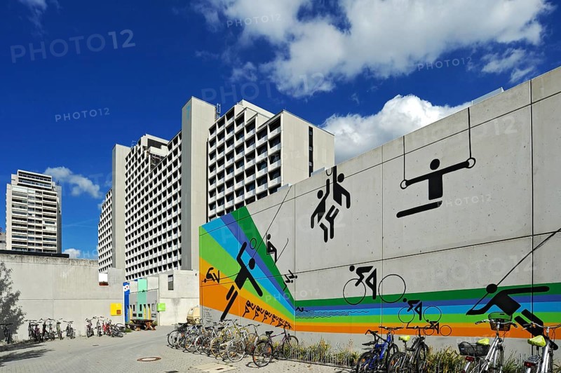 High-rise buildings and Olympic pictograms