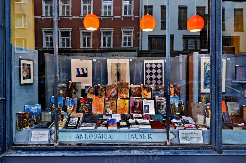 Shop window of an antiquarian bookshop