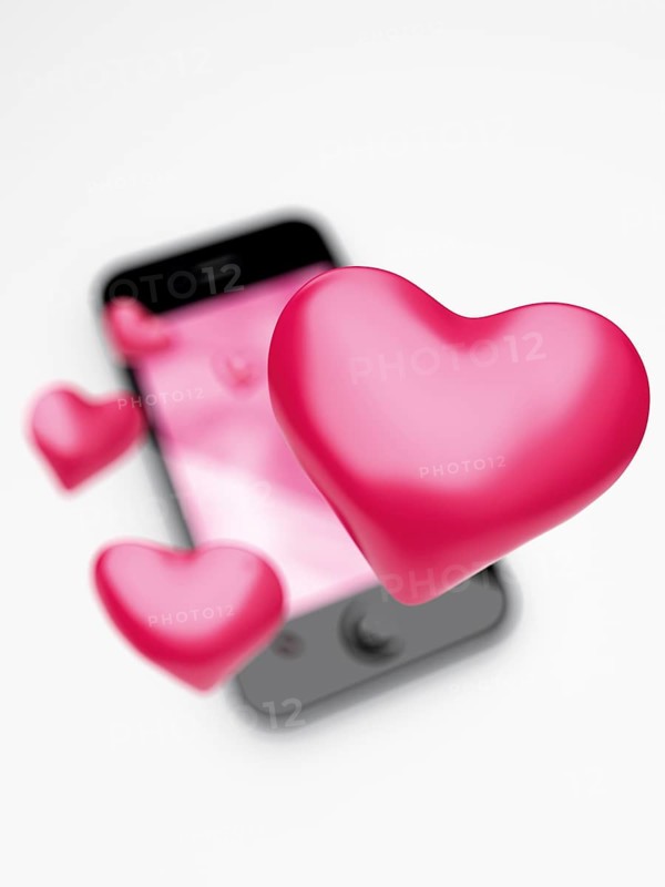 An IPhone with hearts
