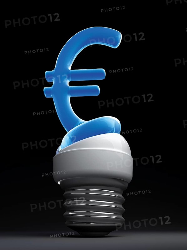 Energy-saving bulb with a euro sign