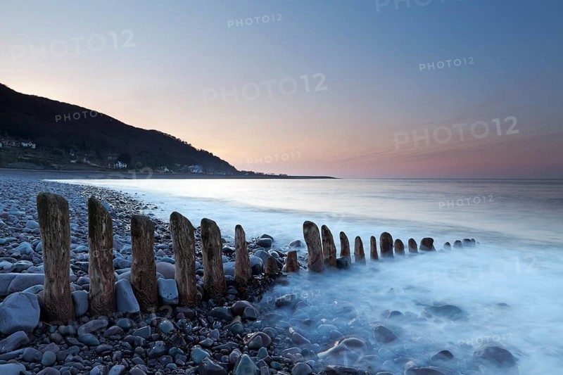 Waves washing over rocks