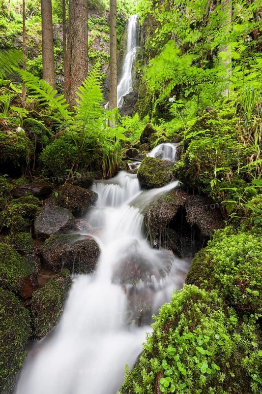 Burgbach stream with Burgbach Waterfall near Schapbach