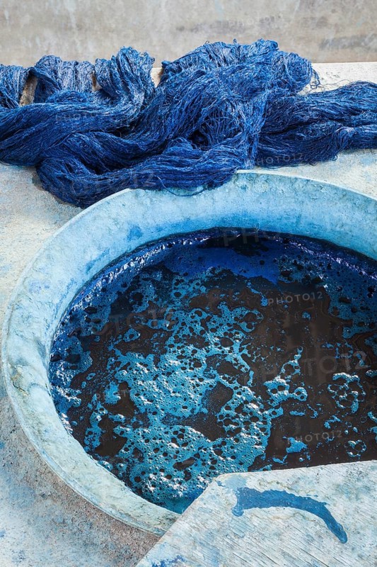 Silk dye at a silk making workshop outside Vientiane