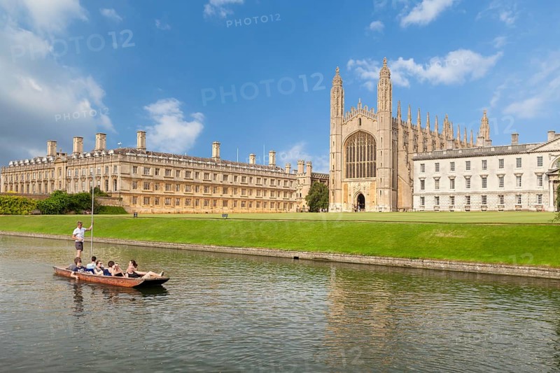 Punts on the river Cam at King's College in Cambridge