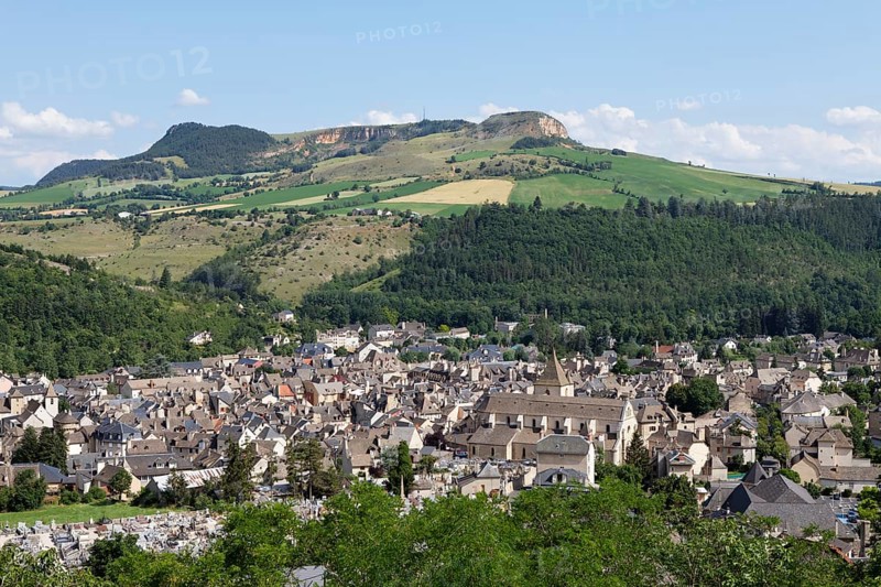Town of Marvejols with Mt Truc du Midi at back