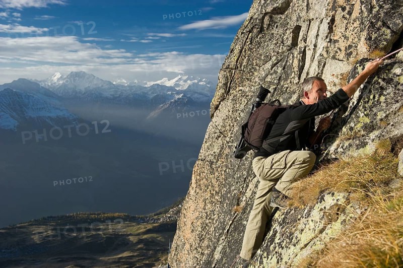 Climber on Bettmerhorn Mountain