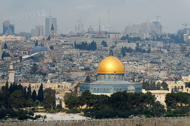 View from the Mount of Olives on the Dome of the Rock on the Temple Mount in the Old City of Jerusalem