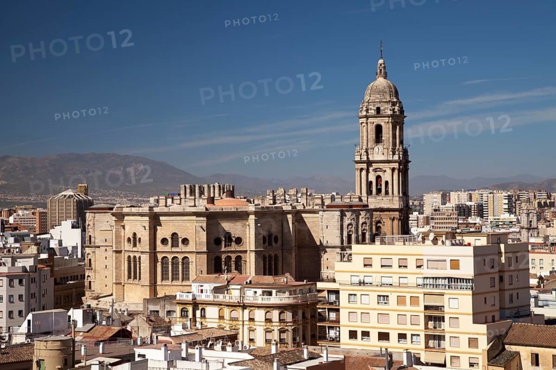 View from Alcazaba Fortress towards the historic city centre and Catedral de la Encarnacion