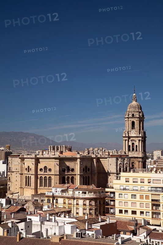 View from Alcazaba Fortress towards the historic city centre and Catedral de la Encarnación