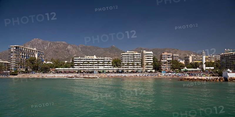 Beach with hotels and apartment houses