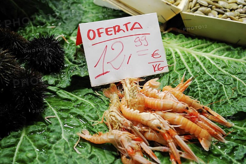 Shrimps on sale in the covered market
