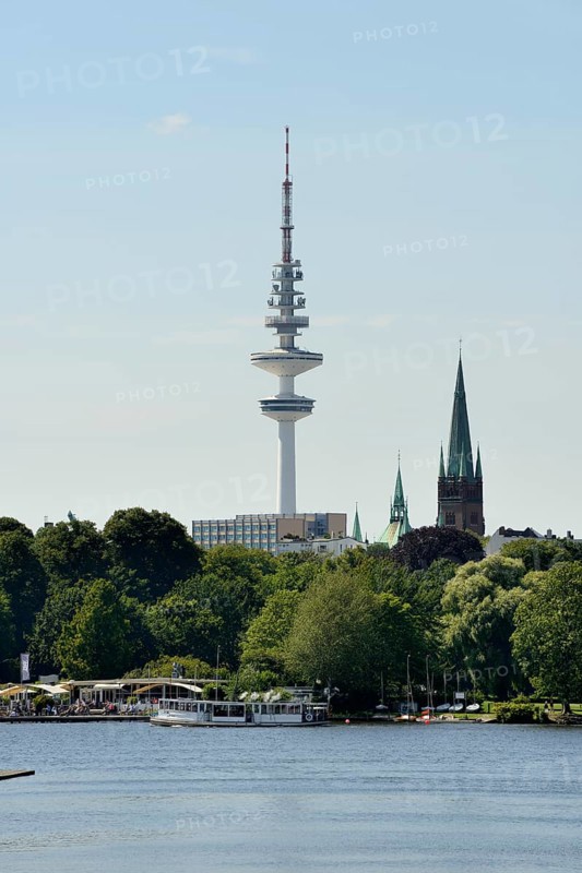 Alster river steamer on the Aussenalster or Outer Alster Lake
