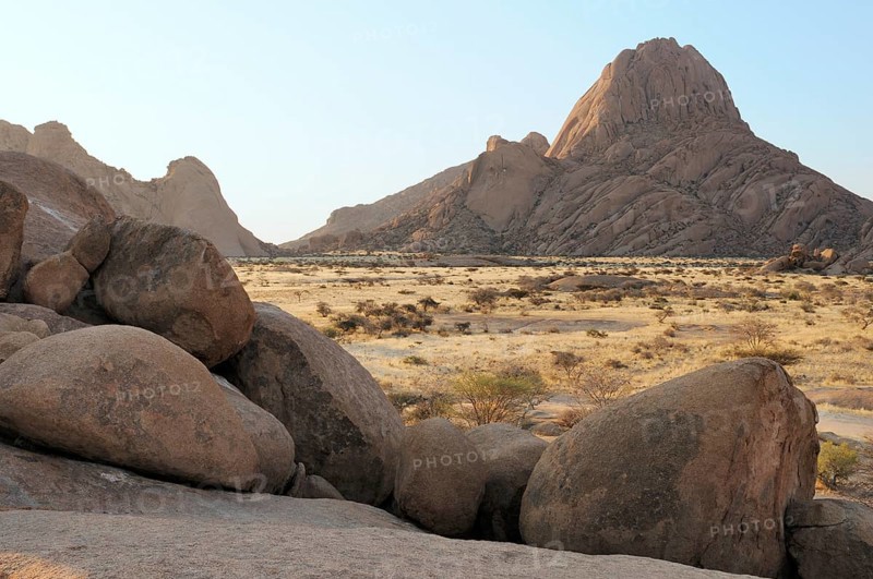 Savannah landscape with rock formations