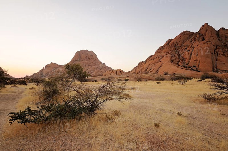Savannah landscape with rock formations