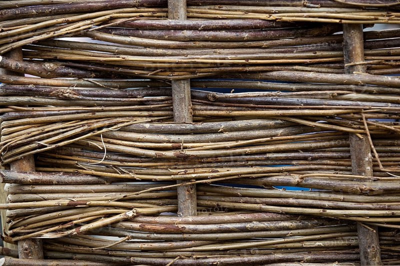 Hurdle made from traditional weaved willow branches