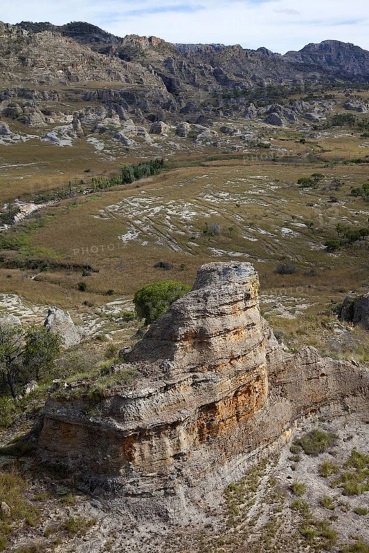 View of sandstone canyon and mountains
