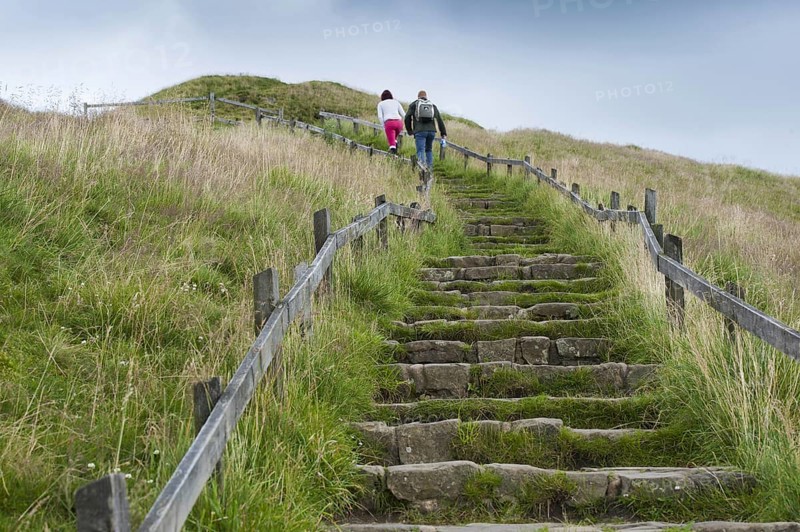 Walkers walking up steps