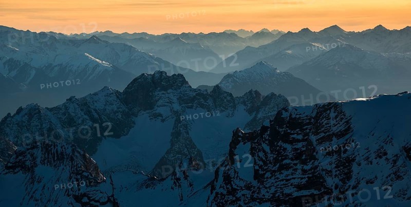 View from Mount Zugspitze to the south-west with Oetztal Valley