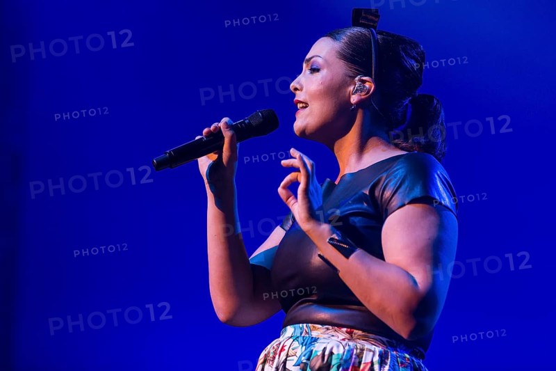 The Dutch pop and jazz singer Caro Emerald performing live at the Blue Balls Festival