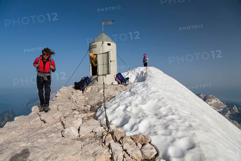 Summit of Triglav Mountain with Aljaz Tower or Triglav Tower