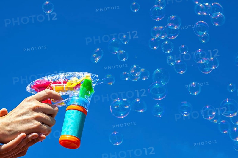 Soap bubbles from a bubble machine