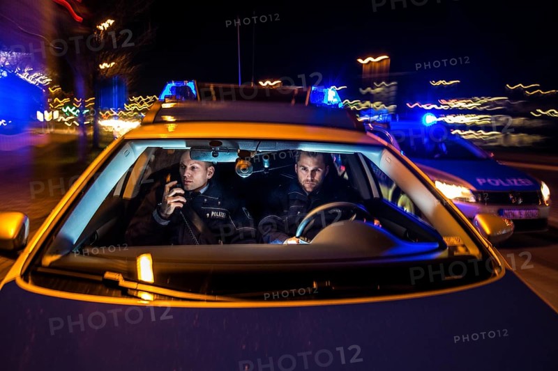 Police patrol car in an emergency operation