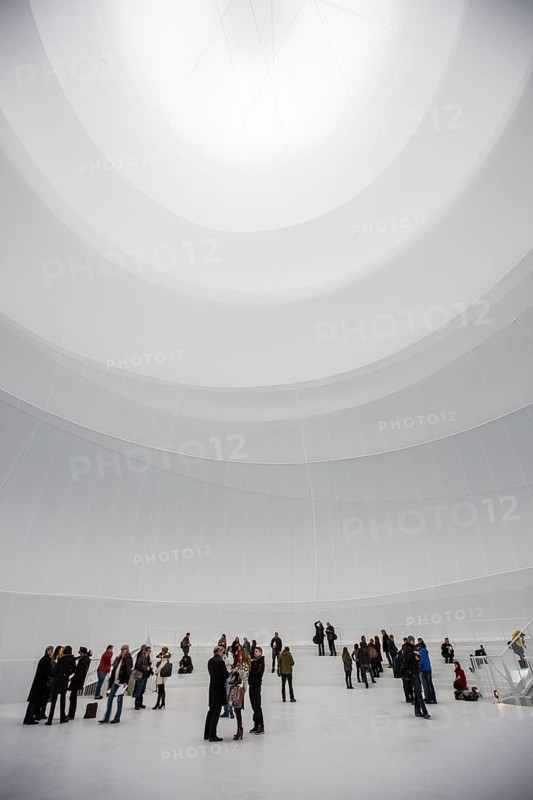 Visitors within an installation by Christo