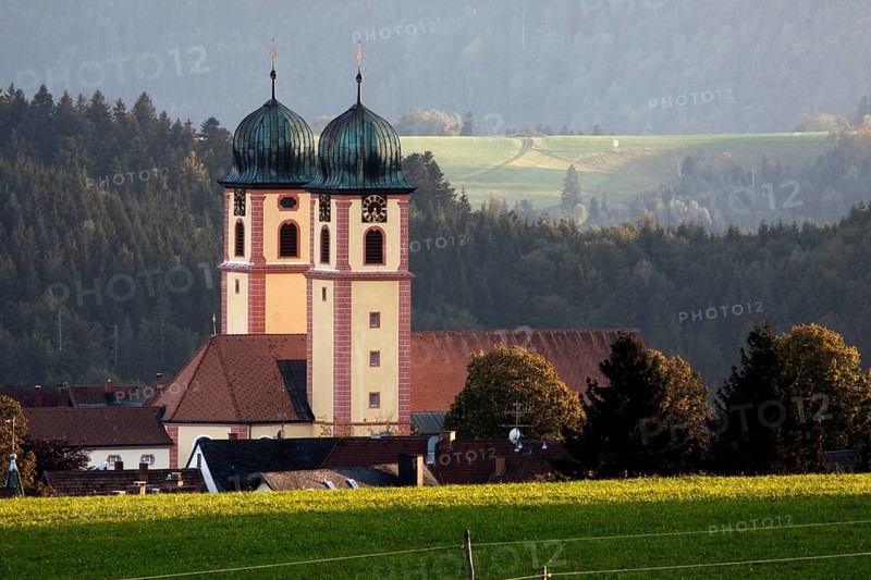 Monastery church of St Maergen in the evening light