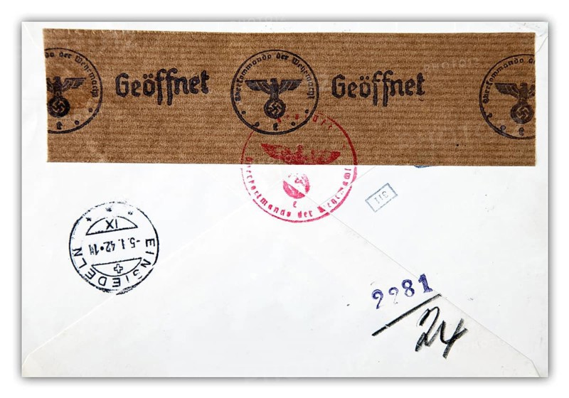 Opened letter marked with a stamp of the High Command of the German Armed Forces