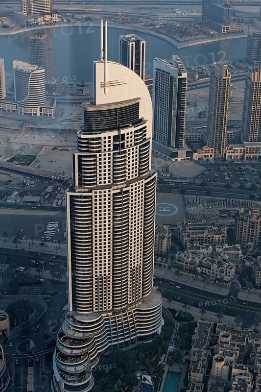 View from Burj Khalifa over a skyscraper