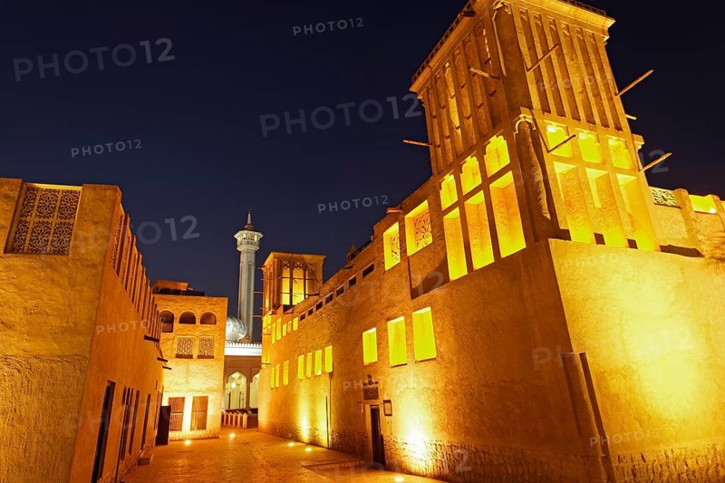 Restored wind tower houses and a mosque