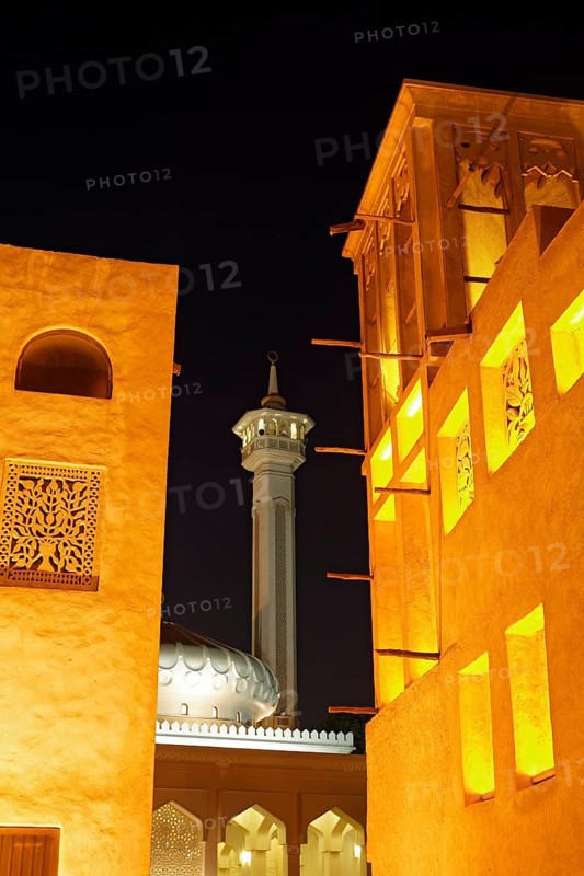 Restored wind tower houses and a mosque
